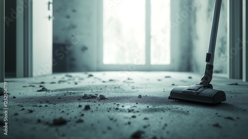 Wallpaper Mural A floor covered in dust and crumbs, with a vacuum cleaner standing nearby, ready to be used. Torontodigital.ca