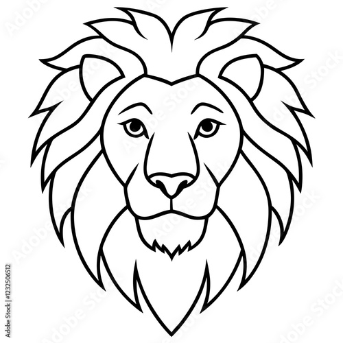 Minimalist Lion Head Line Art