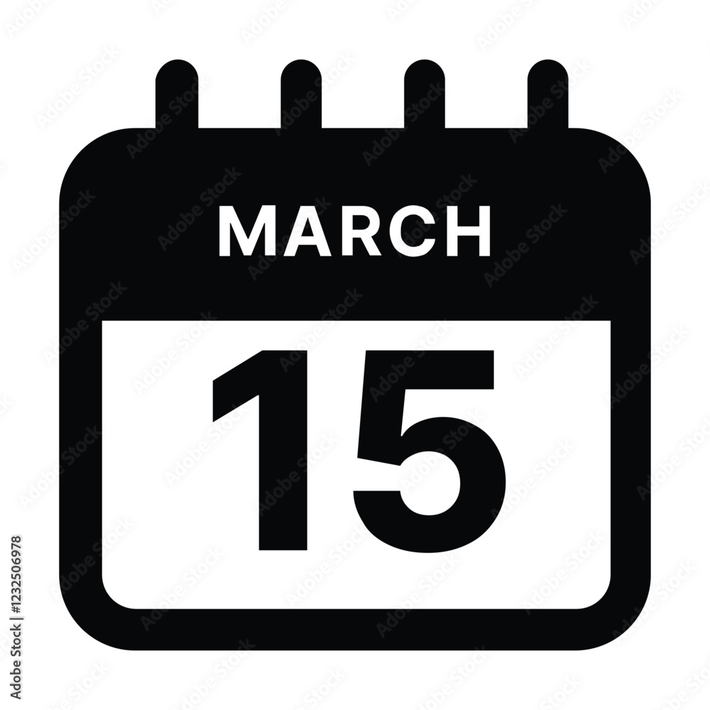 March 15 calendar icon design vector illustration March 15 calendar icon design vector illustration
