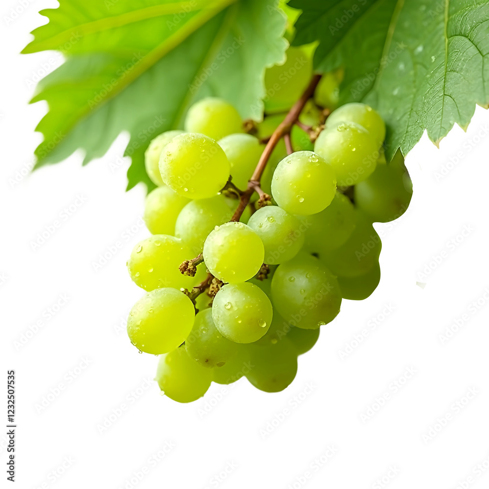 Fresh Green Grapes Bunch on White Background Fresh Green Grapes Bunch on White Background