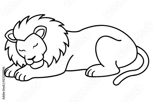 Minimalist Lion Sleeping Vector Art