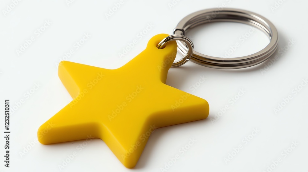 Yellow star keychain isolated on a white background. Yellow star keychain isolated on a white background.
