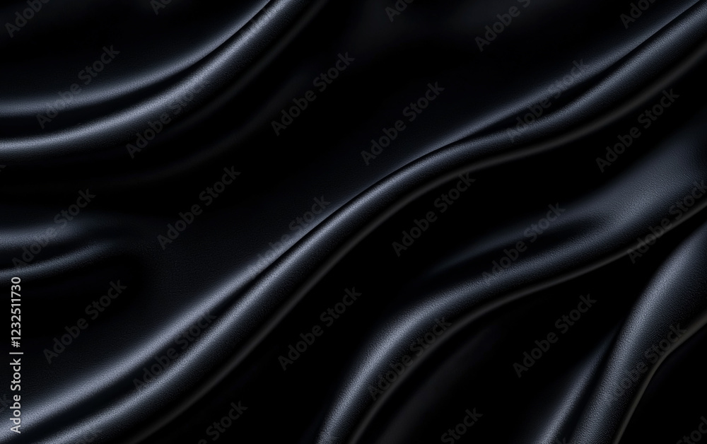 Obraz premium Luxurious black satin drapes background silk fabric drape