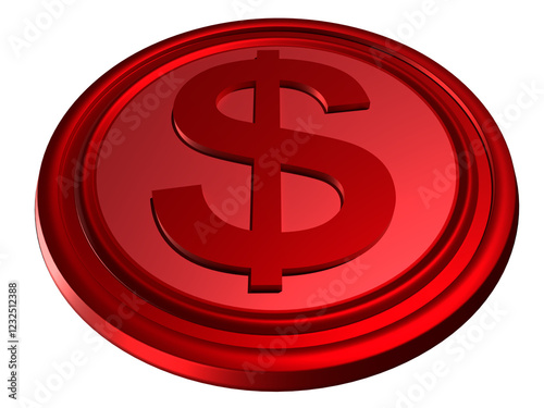Red Dollar Icon 3d