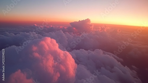 Aerial clouds glowing orange and pink during a dramatic sunset