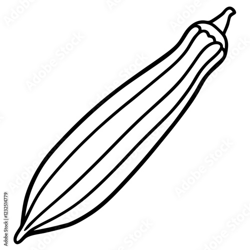 Minimalist Okra One-Line Vector Art