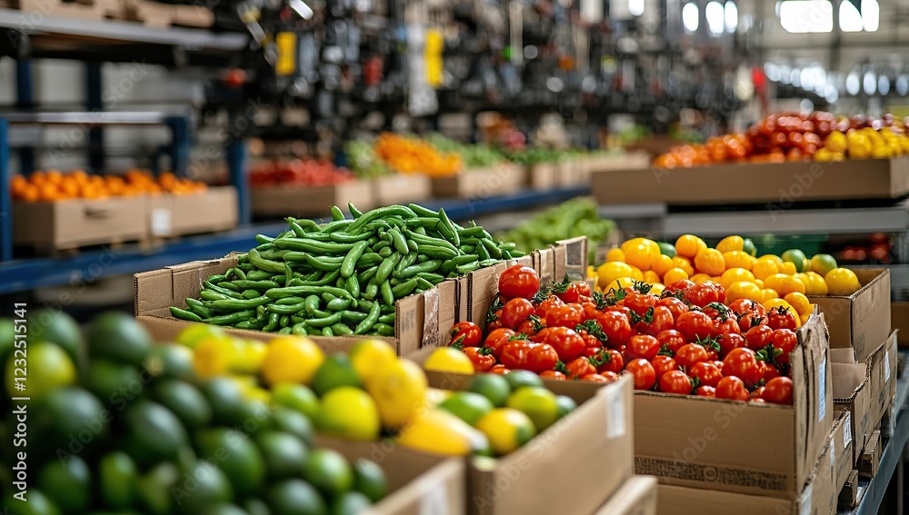 Obraz premium A large food processing plant is set up to process fruits and vegetables