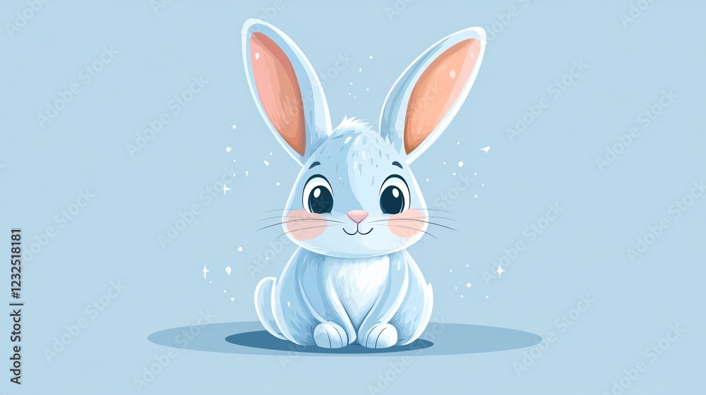 Obraz premium Adorable Rabbit Cartoon Character Flat Vector Illustration for Creative Projects