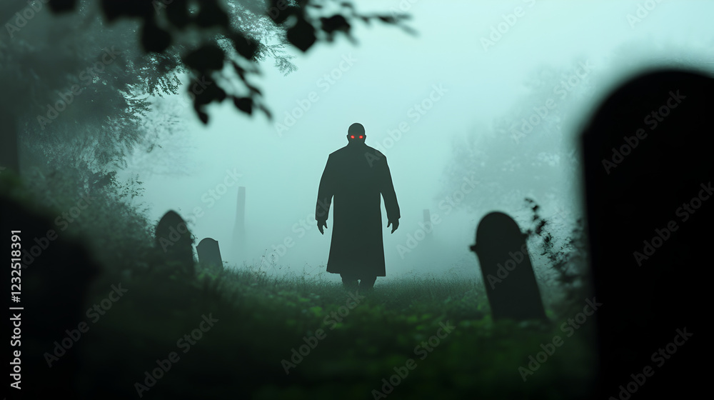 A shadowy figure with glowing red eyes, its form shifting between solid and ethereal as it walks through an ancient graveyard.
A shadowy figure with glowing red eyes, its form shifting between solid and ethereal as it walks through an ancient graveyard.