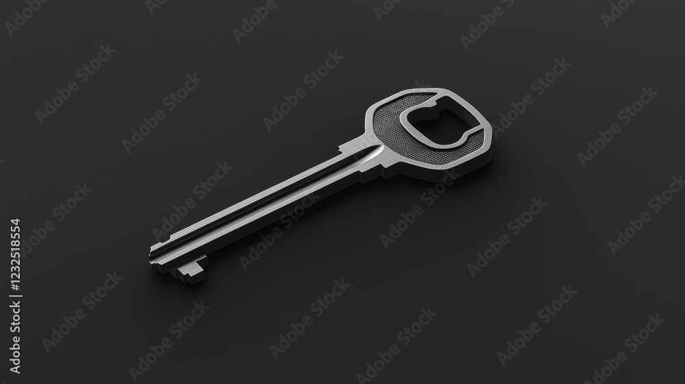 Simple Modern Key Isolated on Black Background for Security Concept Simple Modern Key Isolated on Black Background for Security Concept