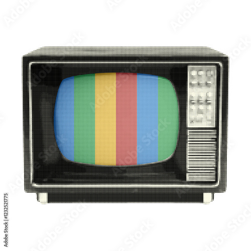 Vintage TV with a grayscale effect for creating collages. Vector illustration