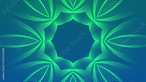 Kaleidoscope background animation  with seamless looping. Beautiful Hypnotic movement. Looped animation of lines and floral patterns radiating outward and inward.

