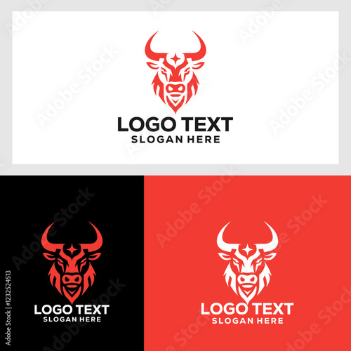 illustration African Bufallo logo template