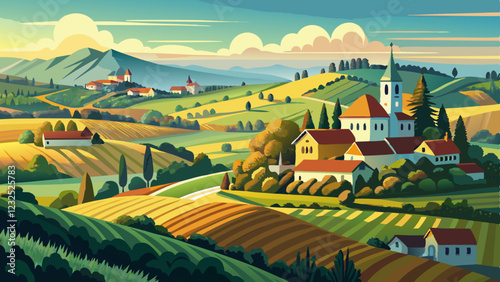 Scenic view of beautiful Moravian Tuscany landscape in South Moravia, Czech Republic.