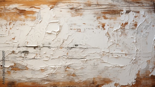 Close up view of a wooden wall painted in white with the paint peeling off, revealing the raw wood underneath HD 8K wallpaper Photographic Image
