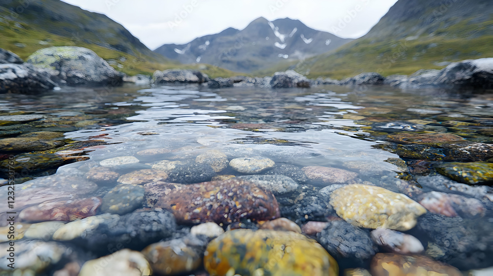 Crystal clear mountain stream, rocks, scenic background, nature photography, travel Crystal clear mountain stream, rocks, scenic background, nature photography, travel