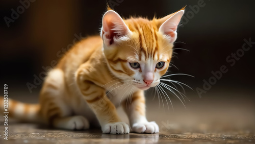 The little kitten has a tummy ache.