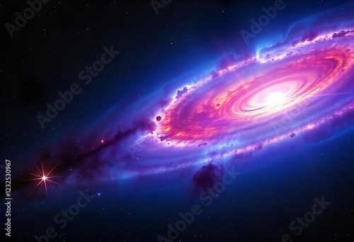 Cosmic Nebula: A Symphony of Purple and Pink Hues Across the Starry Expanse