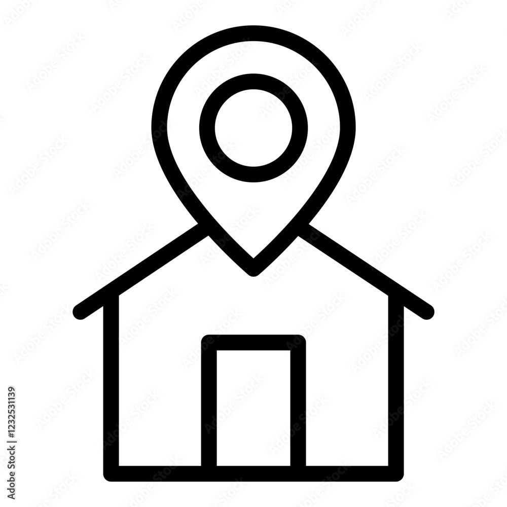 Home address icon. Vector line icon Home address icon. Vector line icon