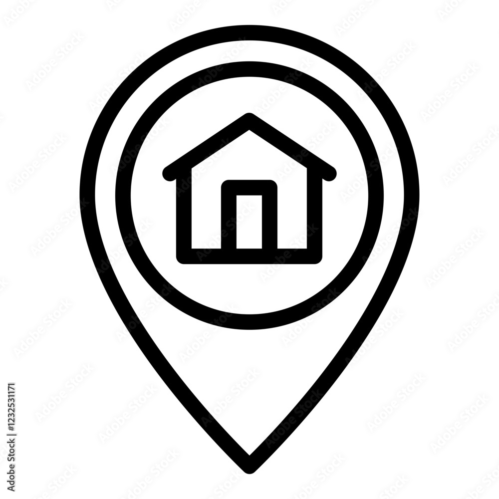 Home address icon. Vector line icon Home address icon. Vector line icon