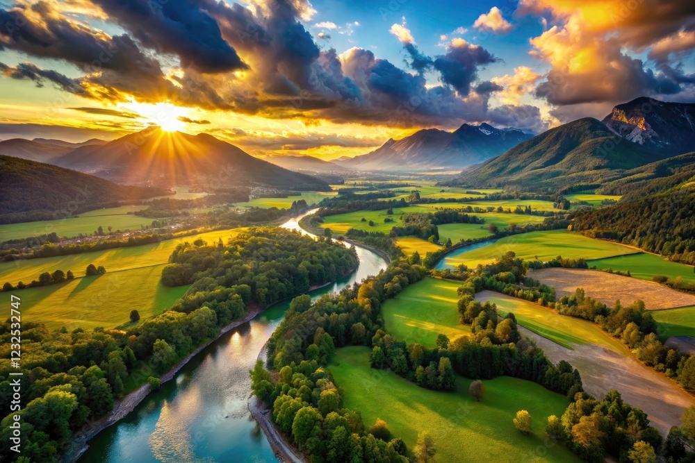 Fototapeta premium Breathtaking landscapes soar in stunning high-resolution aerial drone photography.