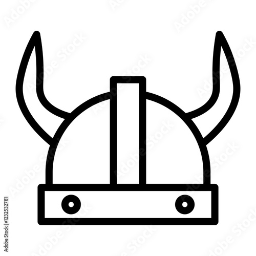 Viking Helmet Vector Line Icon Design