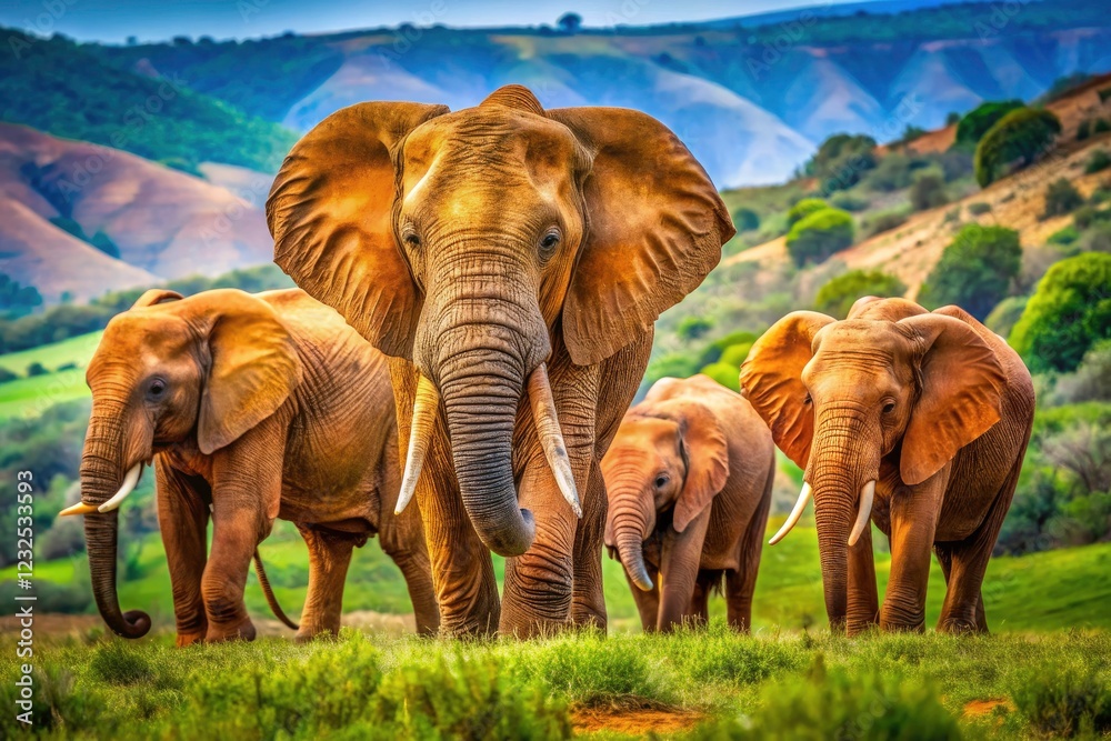 Fototapeta premium Cabarceno Zoo's elephants: a breathtaking portrait showcasing their serene beauty in Spain.