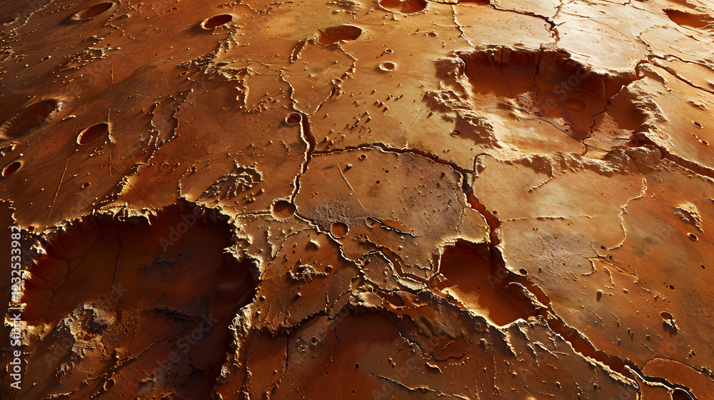 Fototapeta premium Rusty Texture Background with Cracks and Craters