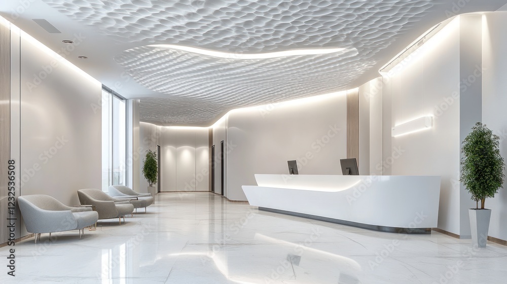 Modern Minimalist Lobby Interior Design: Sleek Reception Area with Contemporary Furniture and Architectural Details Modern Minimalist Lobby Interior Design: Sleek Reception Area with Contemporary Furniture and Architectural Details