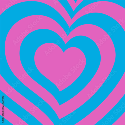 Retro background for Valentine's day. Tunnel hearts. Vector illustration.