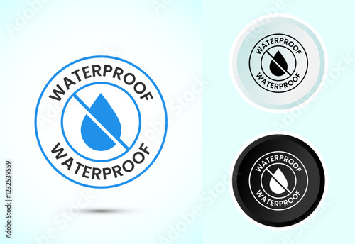 Waterproof icon design illustration, water resistant sign symbol, liquid proof protection