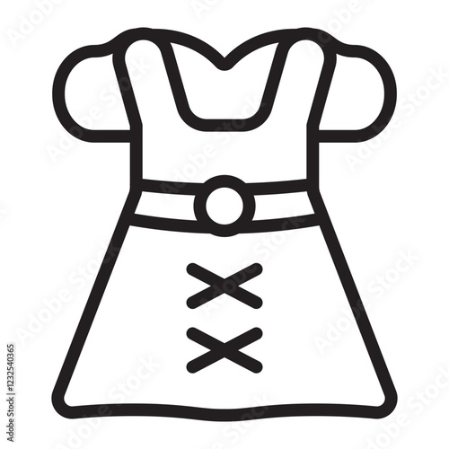 Dirndl (Traditional German dress) Vector Line Icon Design