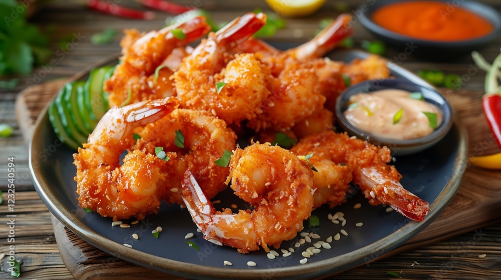Spicy Coconut Shrimp Dish with Dipping Sauces Spicy Coconut Shrimp Dish with Dipping Sauces