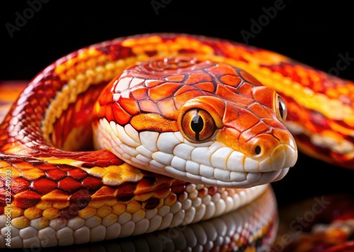 Crisp high-definition image of a scaleless corn snake (Pantherophis guttatus).  Detailed texture and smooth skin are beautifully captured. photo