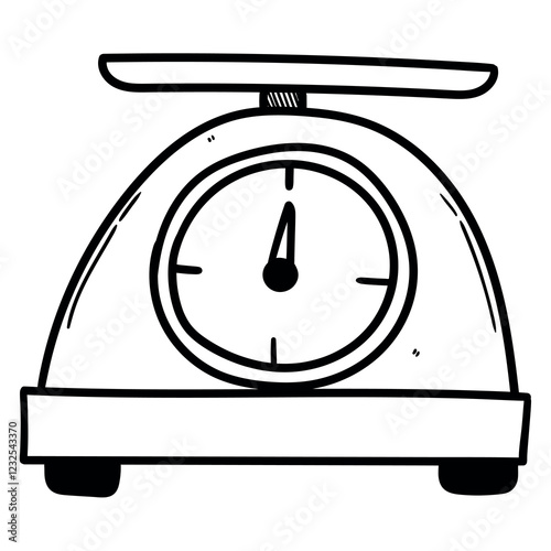 Hand drawn doodle kitchen scales on white background.