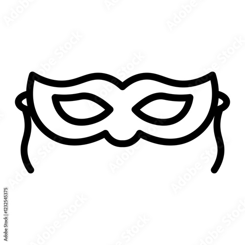 Brazilian Carnival Mask with Feathers Vector Line Icon Design