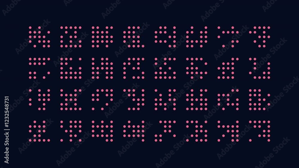 An image showing green dots arranged in a grid on a black background, forming a pattern resembling the number 8. Simple and visually intriguing An image showing green dots arranged in a grid on a black background, forming a pattern resembling the number 8. Simple and visually intriguing