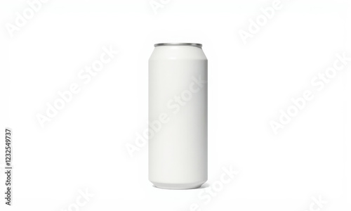 plain white aluminum can on white background, ideal for branding or mockup purposes. Perfect for showcasing designs or labels