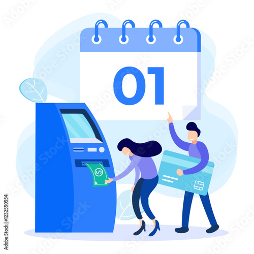 Illustration vector graphic cartoon character of salary payment