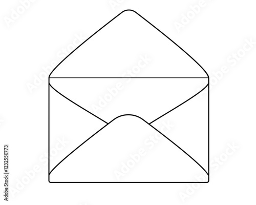 Open envelope - a vector linear picture for coloring. Open Envelope Mail Envelope - A linear image for a pictogram or sign. Outline.	