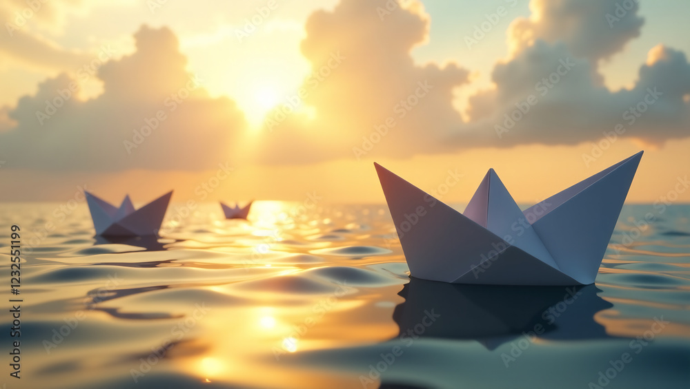 Obraz premium Sunlit Paper Voyage