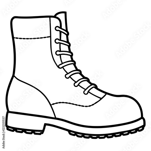 Hiking Boots Minimalist Line Art