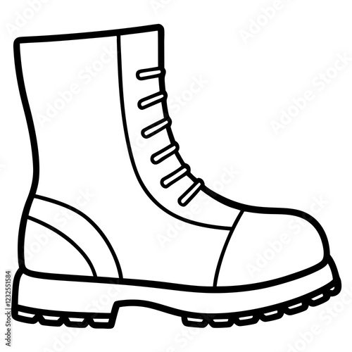 Hiking Boots Minimalist Line Art