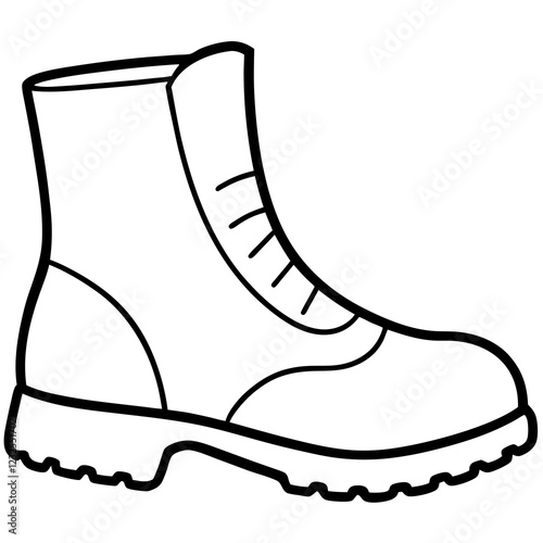 Hiking Boots Minimalist Line Art