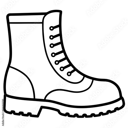 Hiking Boots Minimalist Line Art