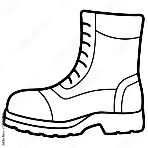 Hiking Boots Minimalist Line Art