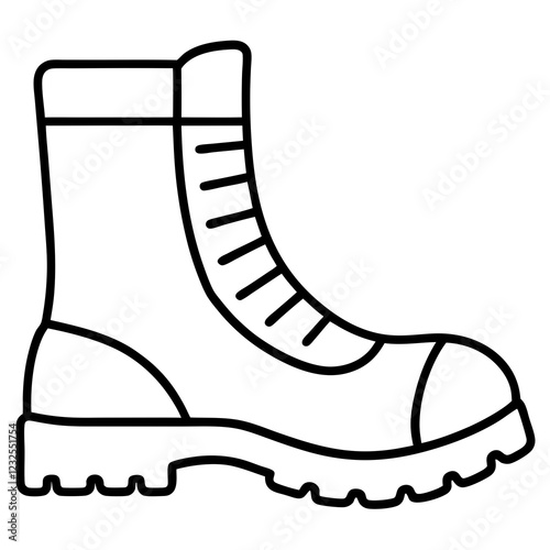 Hiking Boots Minimalist Line Art