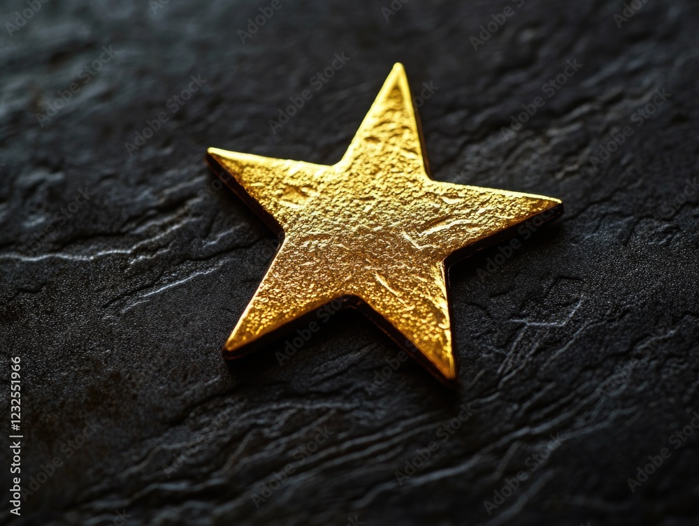 Gold Star Decoration on Black Surface Gold Star Decoration on Black Surface