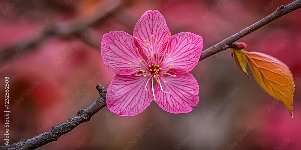 Delicate Pink Plum Blossom Flower on Branch Spring Nature Close up Delicate Pink Plum Blossom Flower on Branch Spring Nature Close up