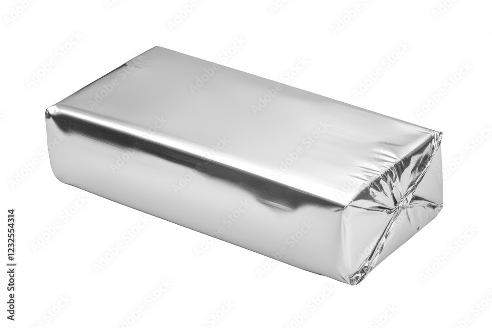Silver chocolate wrap mock up isolated on a white background Silver chocolate wrap mock up isolated on a white background